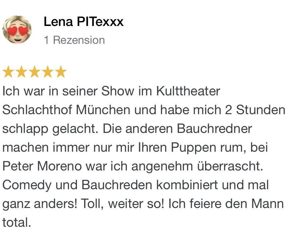 bekannte deutsche bewertungen bauchredner peter moreno kunden-bewertungen referenzen rezensionen