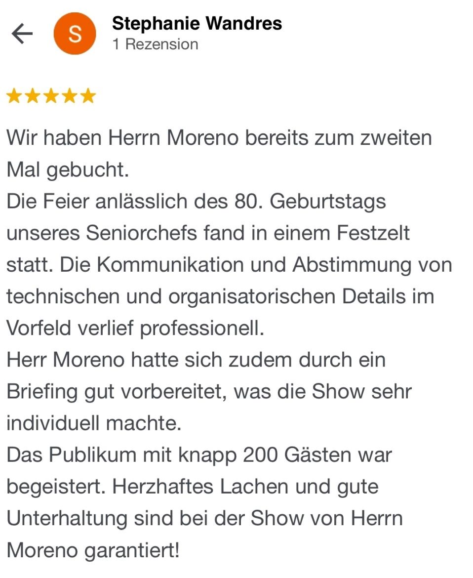 bauchredner firmenfeier geburtstag bewertung rezension